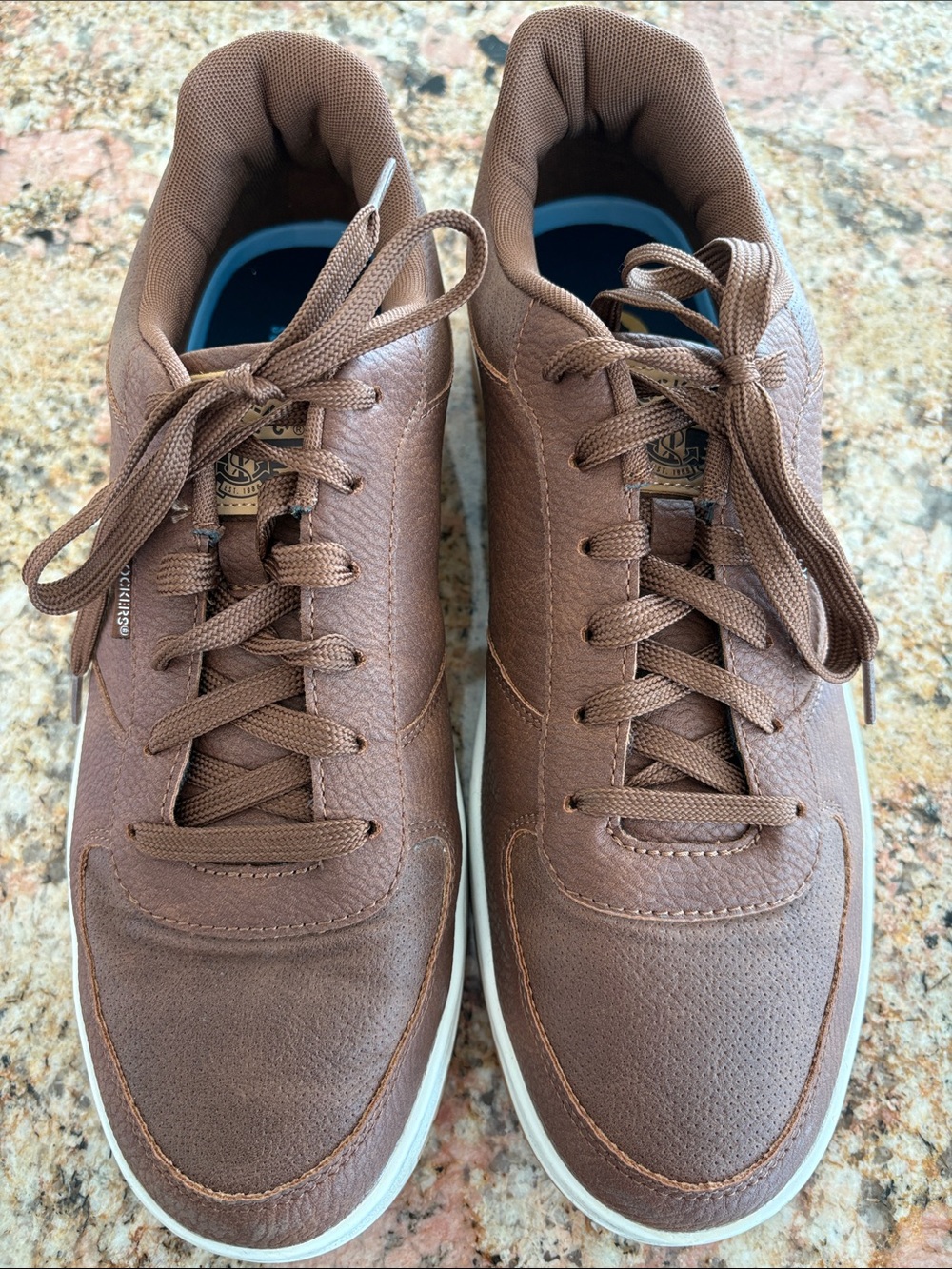 Dockers Brown Low-Top Leather-Style Lace-Up Sneakers